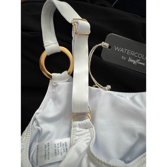 NWT Kenny Flowers the Santorini gold ring white sporty bikini top small - Picture 8 of 11